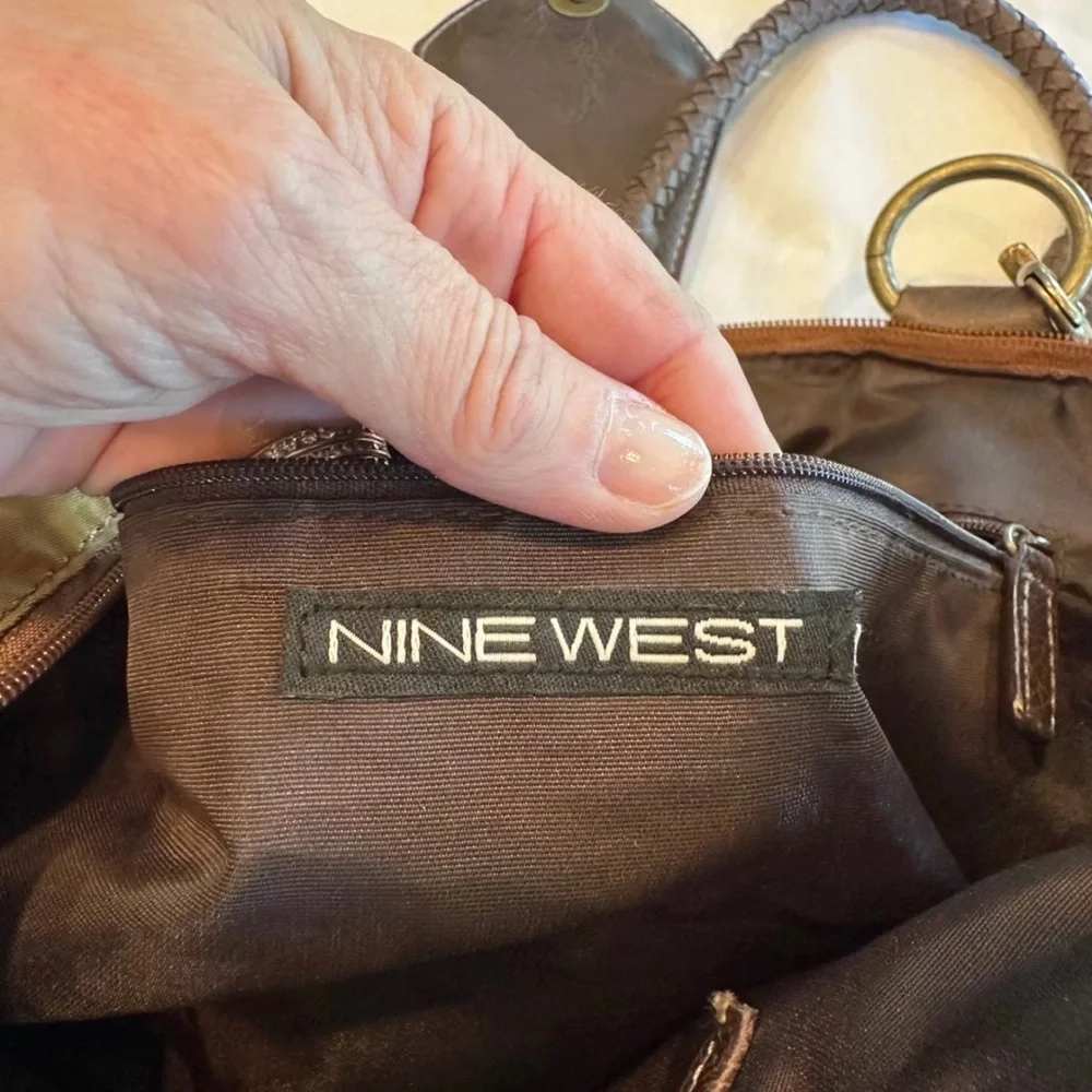 Nine West Olive Green Tote with Dark Brown Trim - Picture 7 of 12